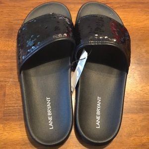 Lane Bryant Wide Width Sequin Slide Sandals
